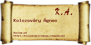Kolozsváry Ágnes névjegykártya